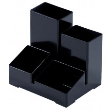 Подставка-органайзер СТАММ «Юниор», 86×108×102 мм, 4 отделения, черная, ОР21